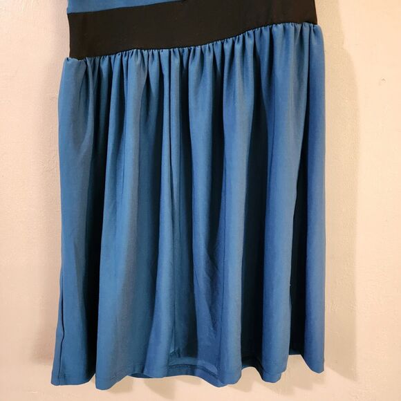 Bebop Womens One Shoulder Dress Size M Blue High Waist Pleated Stretch - Picture 10 of 10